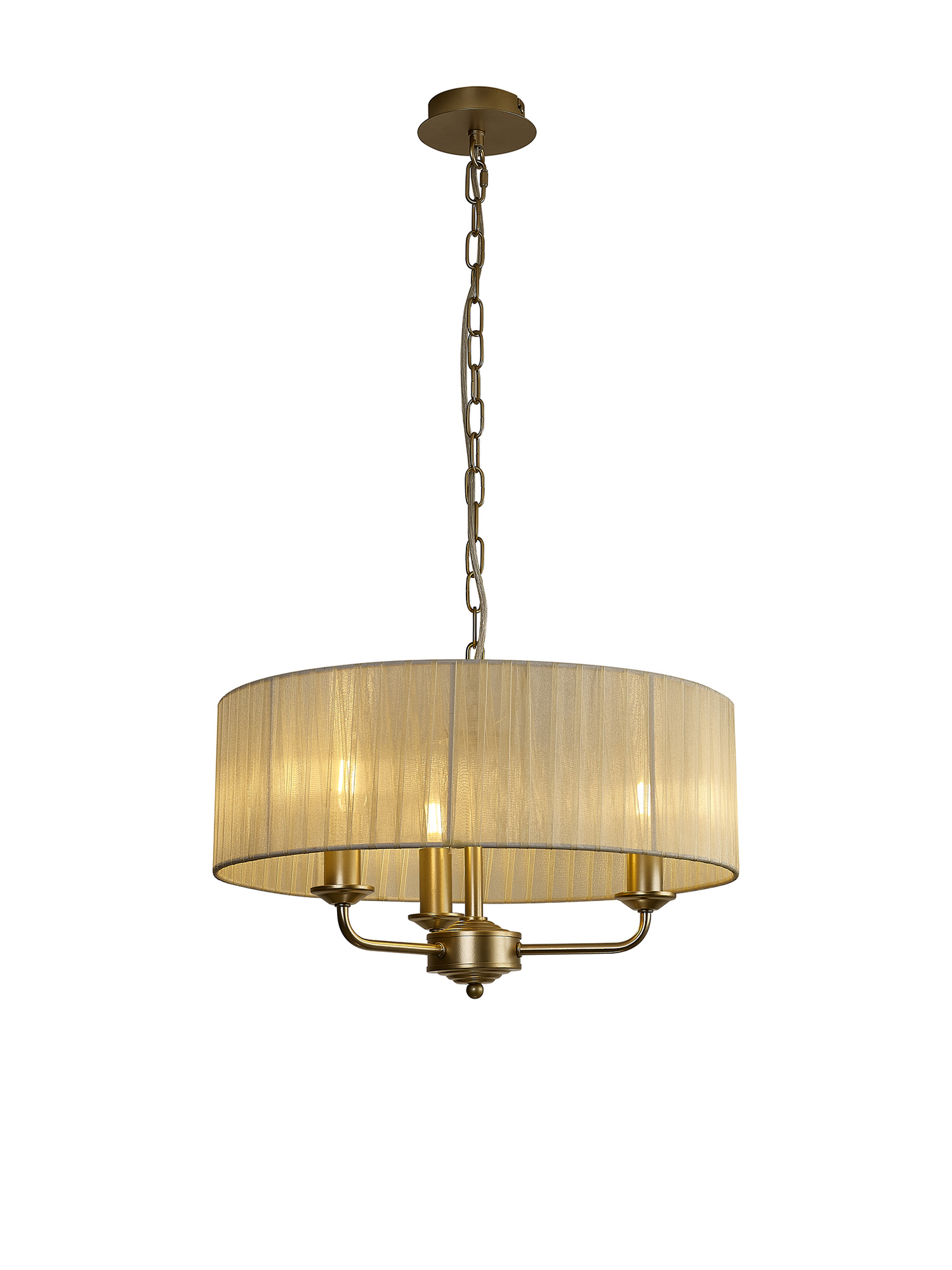 Banyan 45cm 3 Light Pendant Champagne Gold, Cream DK0959  Deco Banyan